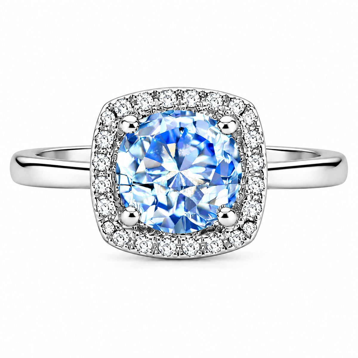 Sudraba gredzens ar zilu moisanītu „Aquamarine“