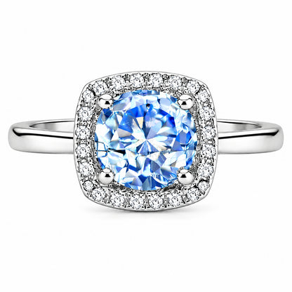 Sudraba gredzens ar zilu moisanītu „Aquamarine“