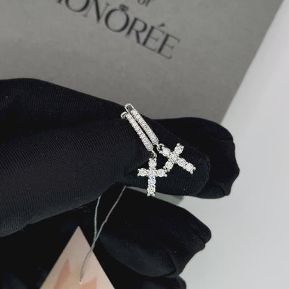 Sudraba auskari ar krustiņiem un moisanītiem „Faith“