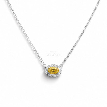 Sudraba ķēdīte ar dzeltenu moisanītu „Amber“ – produkta galvenais attēls