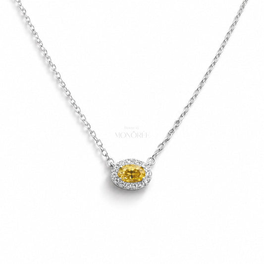 Sudraba ķēdīte ar dzeltenu moisanītu „Amber“ – produkta galvenais attēls