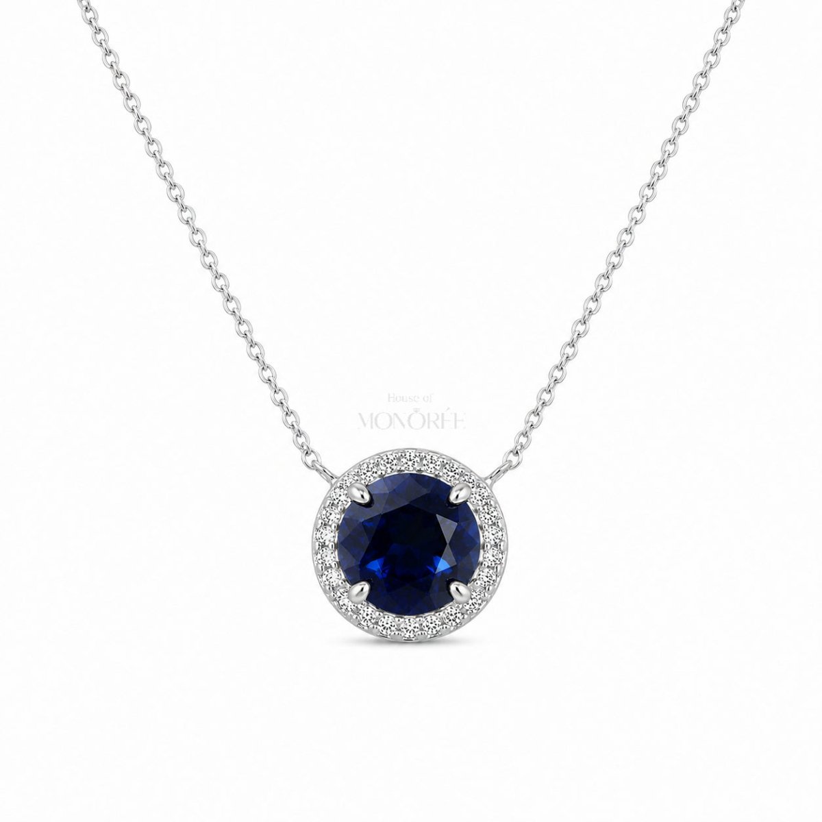 Sudraba ķēdīte ar zilu kristālu „Azure“ – produkta galvenais attēls
