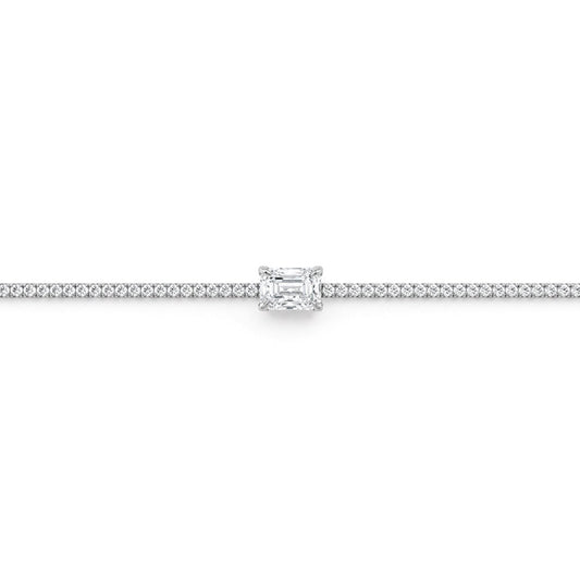 Sudraba tenisa aproce ar moisanītiem „Emerald Cut“ – produkta galvenais attēls