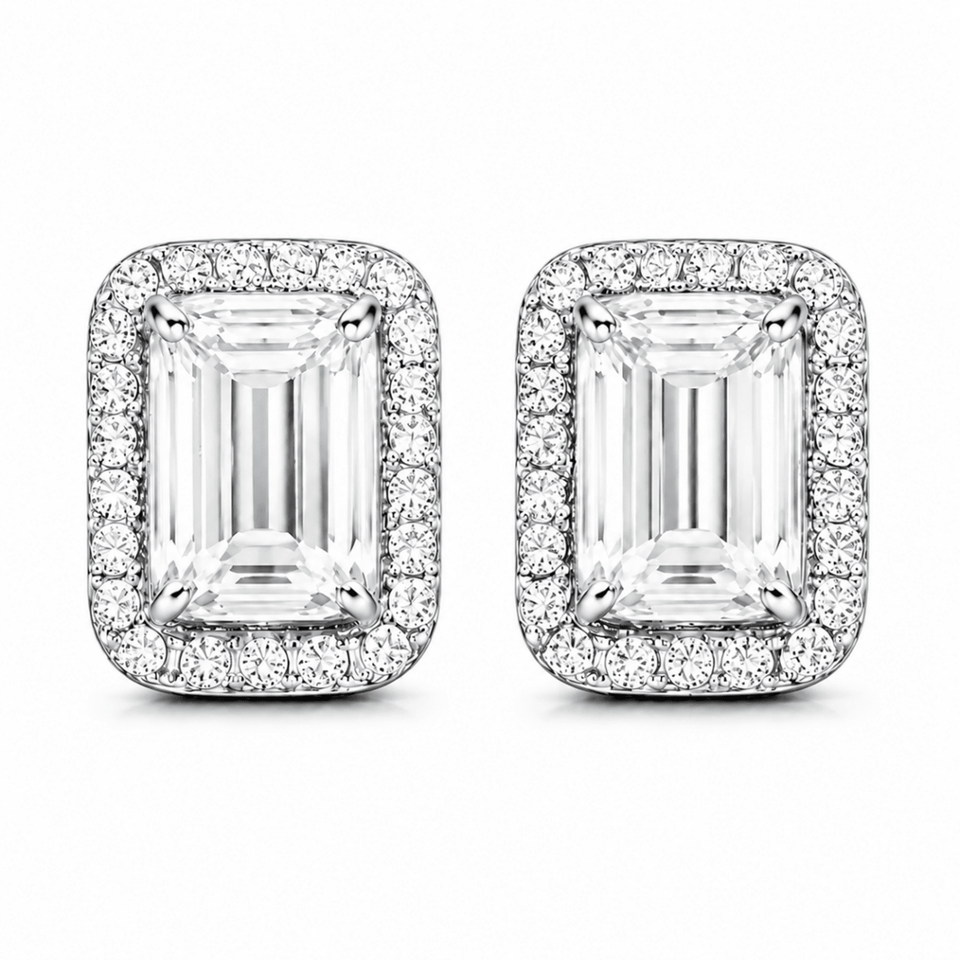 Sudraba auskari ar moisanītiem „Princess Emerald“ – MONOREE