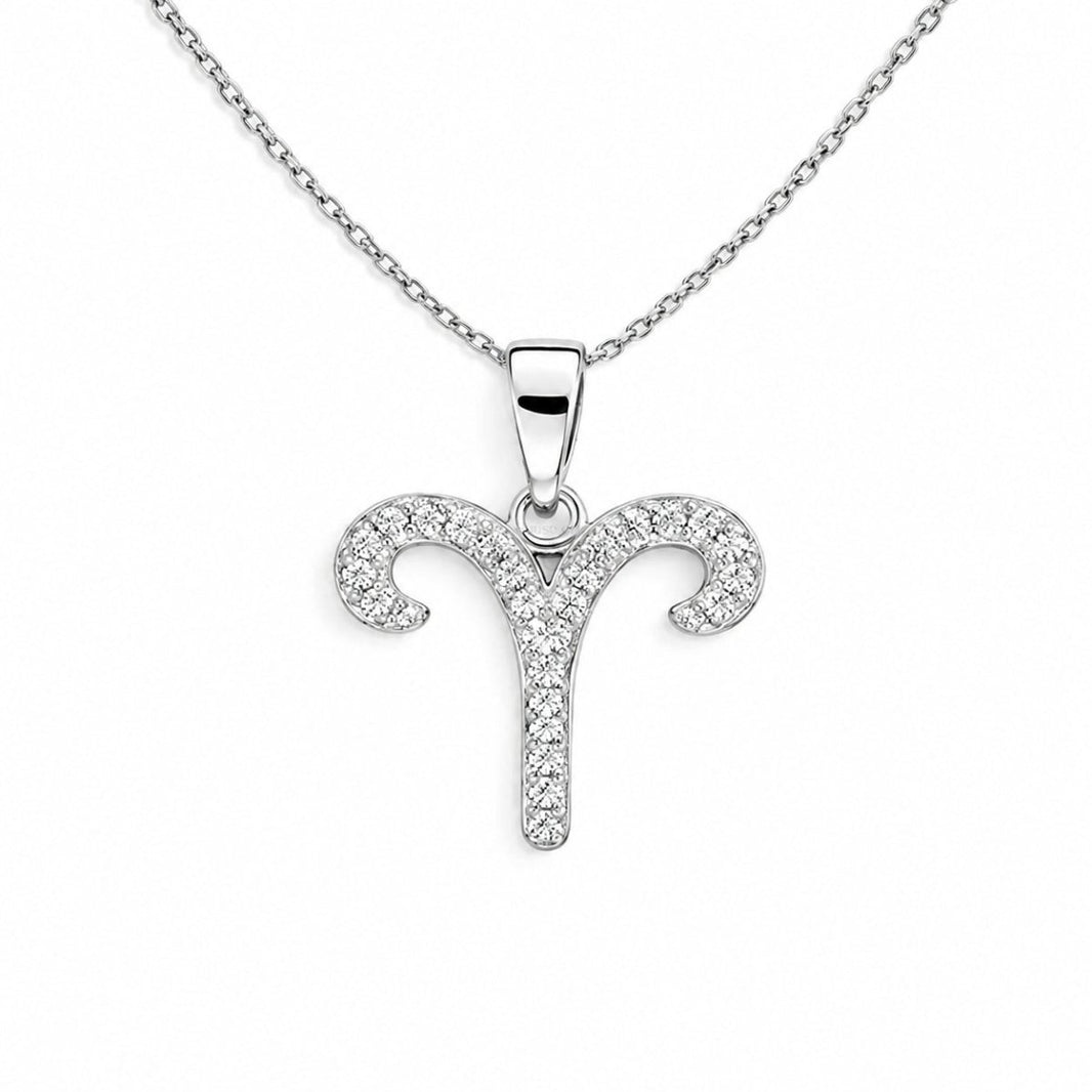 Sudraba Auna zodiaka kulons ar moisanītiem un ķēdīti „Aries“ – MONOREE