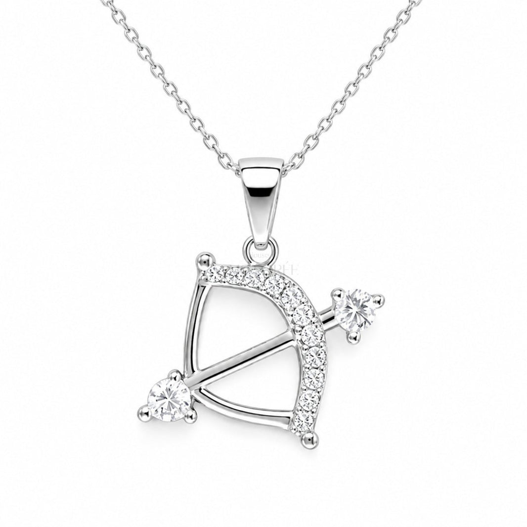 Sudraba Strēlnieka zodiaka kulons ar moisanītiem un ķēdīti „Sagittarius“ – MONOREE