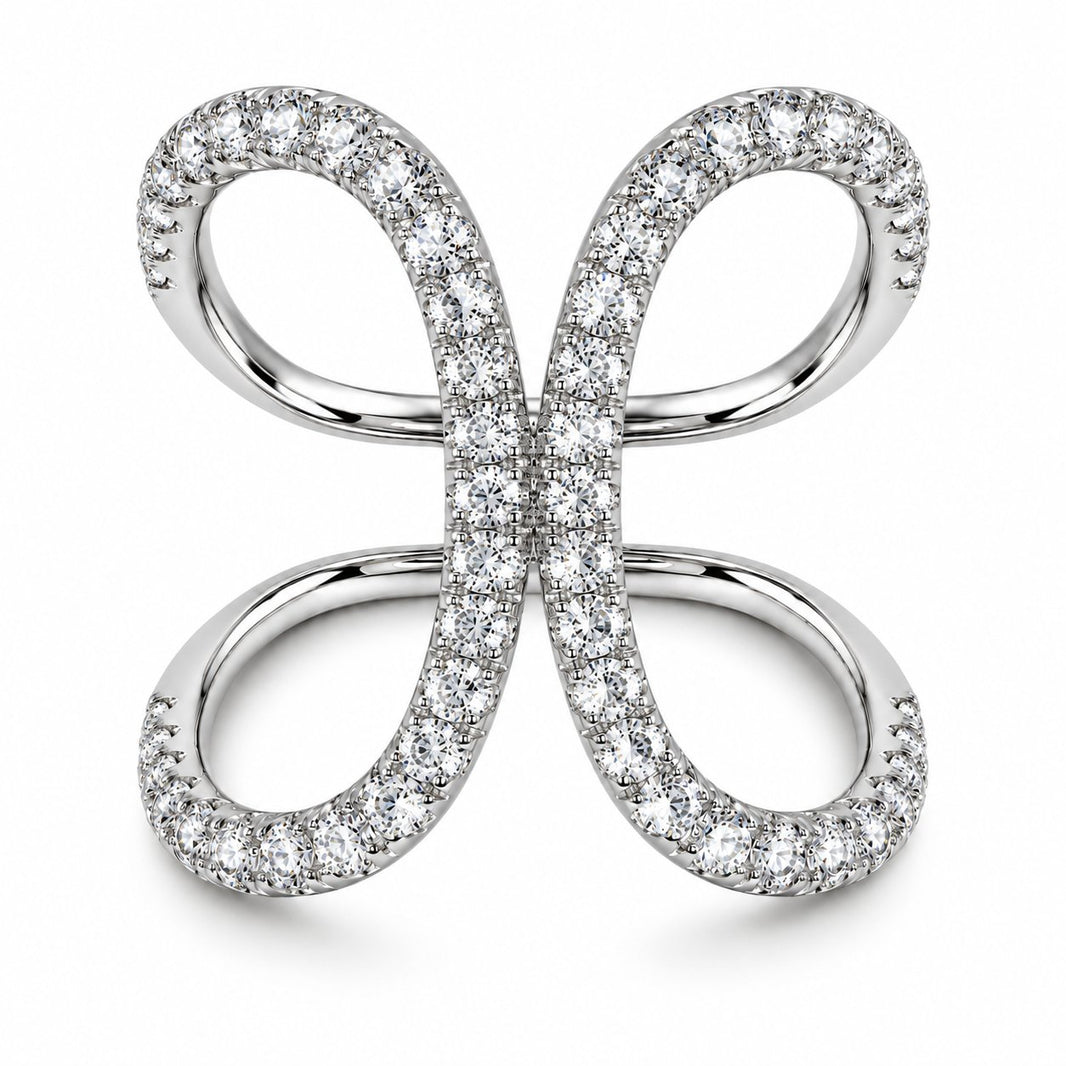 Sudraba gredzens ar moisanītiem „Butterfly“ – MONOREE