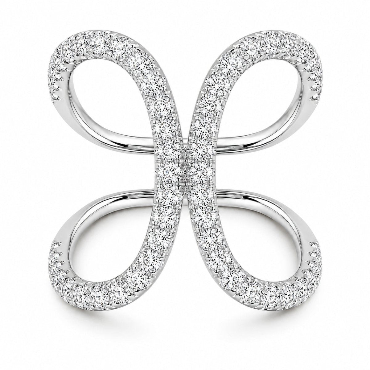Sidabrinis žiedas su moisanitais „Butterfly“ - MONOREE