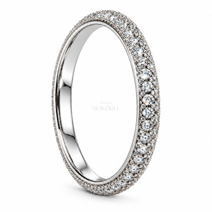 Sudraba gredzens ar moisanītiem „Pavé Eternity“, sānskats leņķī