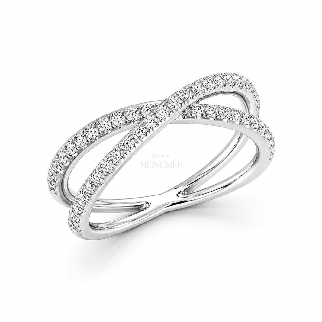 Sudraba gredzens ar moisanītiem „Silver Twist“ – MONOREE