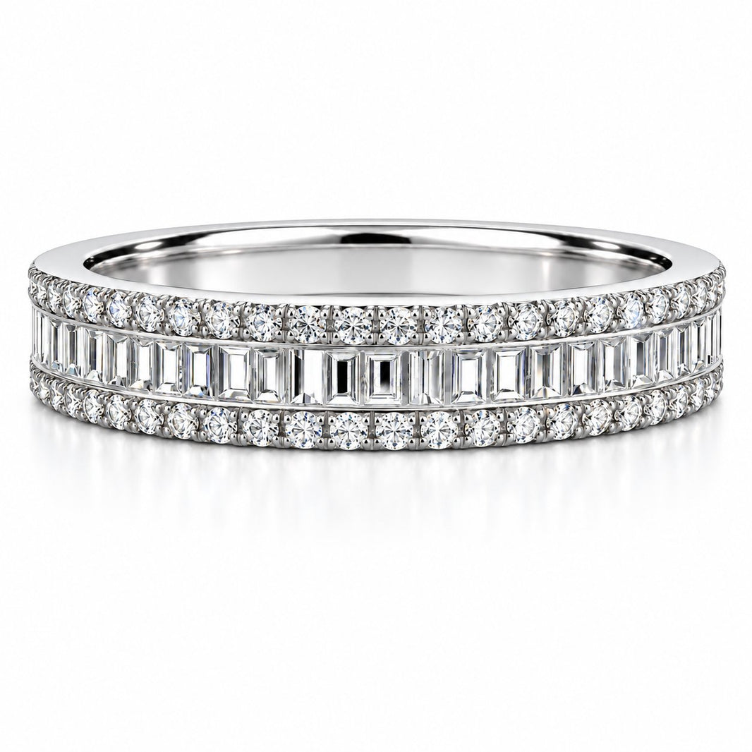 Sudraba gredzens ar moisanītiem „Triple Diamond“ – MONOREE