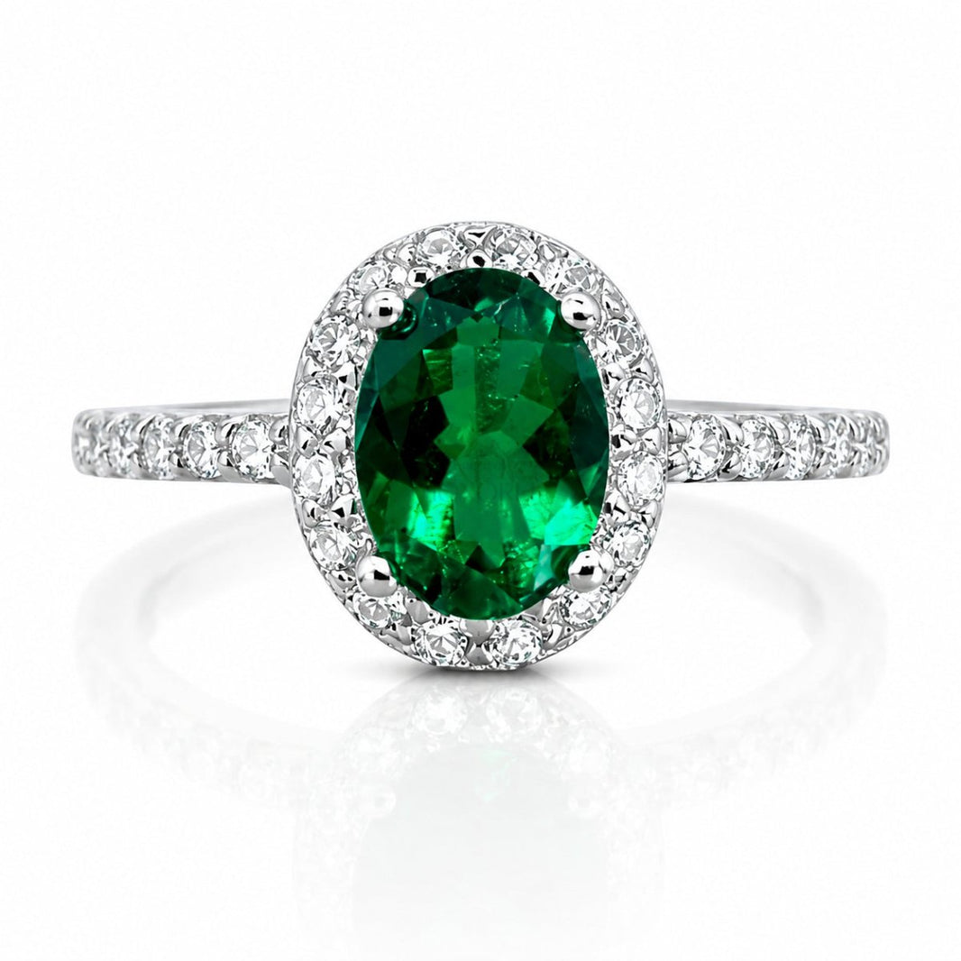 Sudraba gredzens ar zaļu kristālu „Forest Green“ – MONOREE