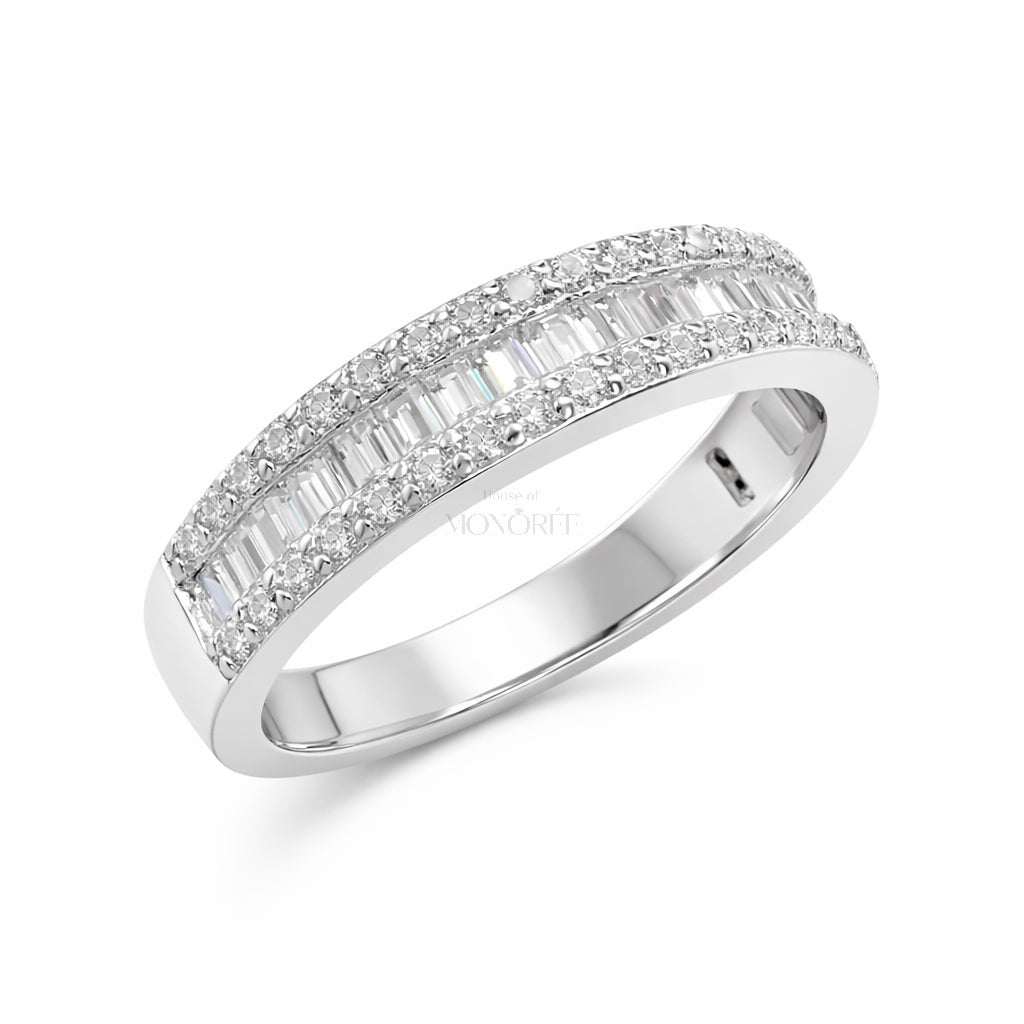 Sudraba gredzens ar moisanītiem „Triple Diamond“ – papildu dizaina attēls