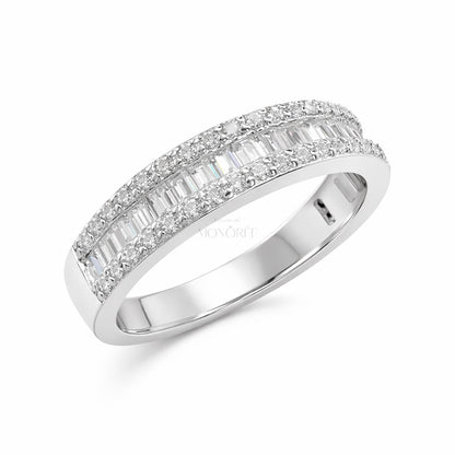 Sudraba gredzens ar moisanītiem „Triple Diamond“ – papildu dizaina attēls
